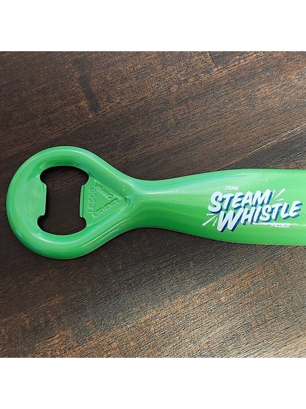 STEAM WHISTLE Metal Bottle Opener Green